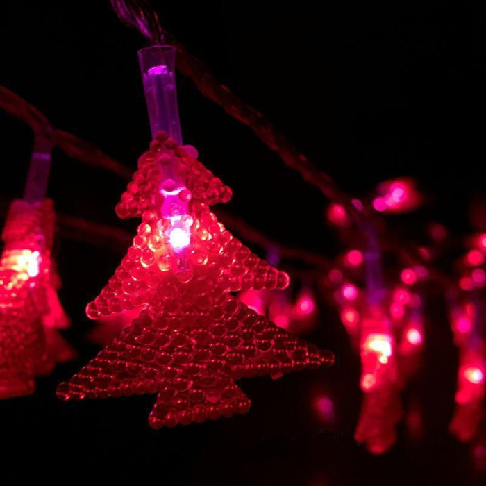 Ghirlanda luminoasa cu bec in forma de brazi, 3 metri, 20 LED-uri, forme din plastic, fir transparent, multicolora [6]