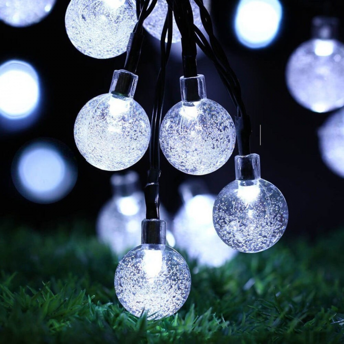 Ghirlanda luminoasa solara bile cu 50 LED-uri, alb rece, 6.5 m [1]