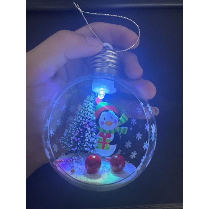 Glob de Craciun, Flippy, cu LED, Model Pinguin, 10 x 5 x 3 cm, Multicolor [5]
