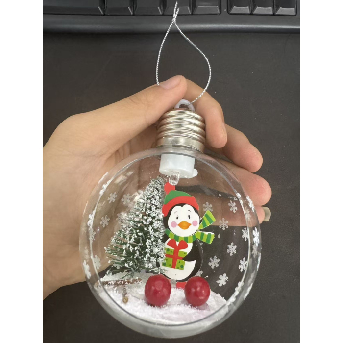 Glob de Craciun, Flippy, cu LED, Model Pinguin, 10 x 5 x 3 cm, Multicolor [4]