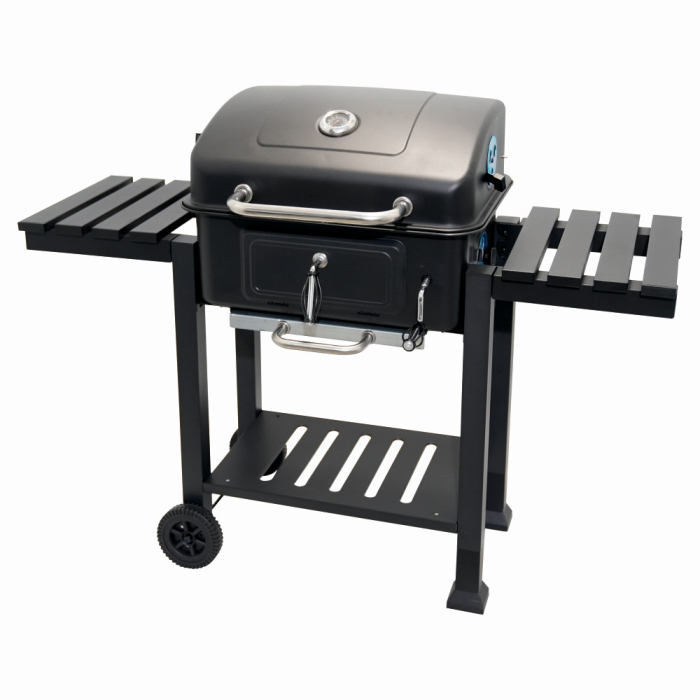 Gratar pe carbuni KLUGMEISTER FT01-017, material otel (husa inclusa), cu tava pentru cenusa, capac si roti de deplasare, suprafata gatire 54x43 cm [2]