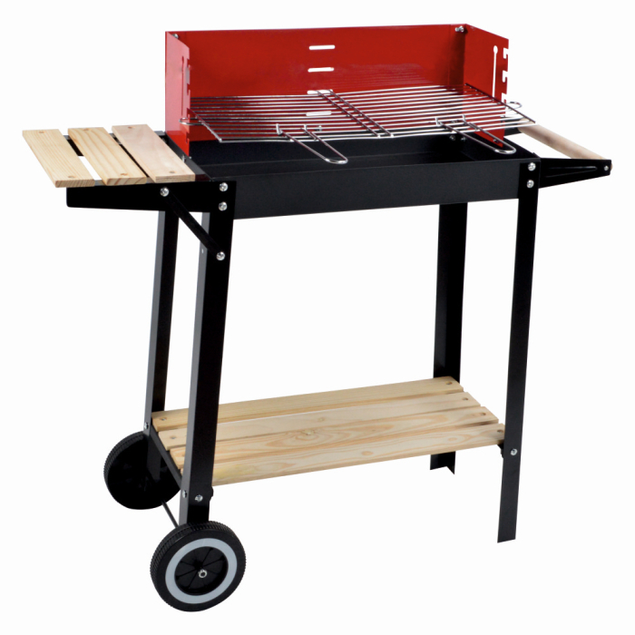 Gratar pe carbuni KLUGMEISTER YH28020D, material otel, cu roti deplasare, raft inferior, gratar detasabil, suprafata gatire 50x24 cm [1]