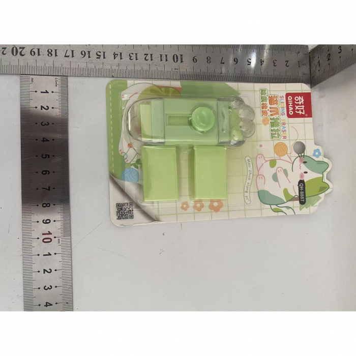 Radiera, Flippy, Model Labuta de Pisica, cu 2 Rezerve, Reglare Pull-Push, din Cauciuc, Verde [1]