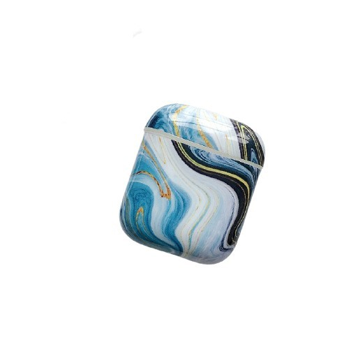 Husa AirPods cu Inel Prindere Marble Albastru [1]