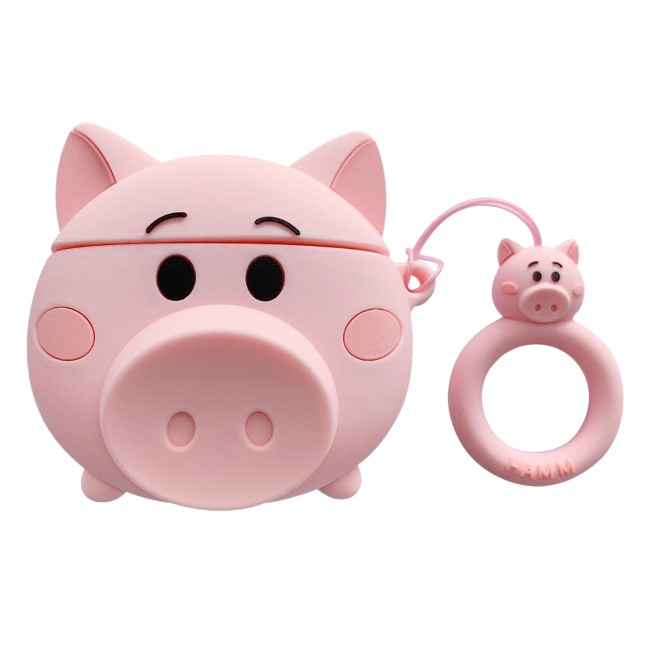 Husa AirPods cu Inel Prindere Porc Roz [4]