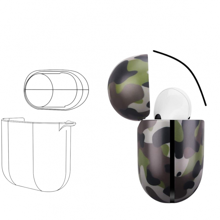 Husa AirPods Pro cu Inel Prindere Camuflaj [2]