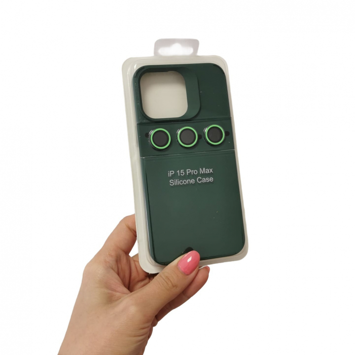 Husa Apple iPhone 14, Flippy, din Silicon Lichid, Interior din Microfibra, Lentile Fosforescente de Protectie Camera, Anti Amprenta, Rezistenta la Socuri, Verde [8]