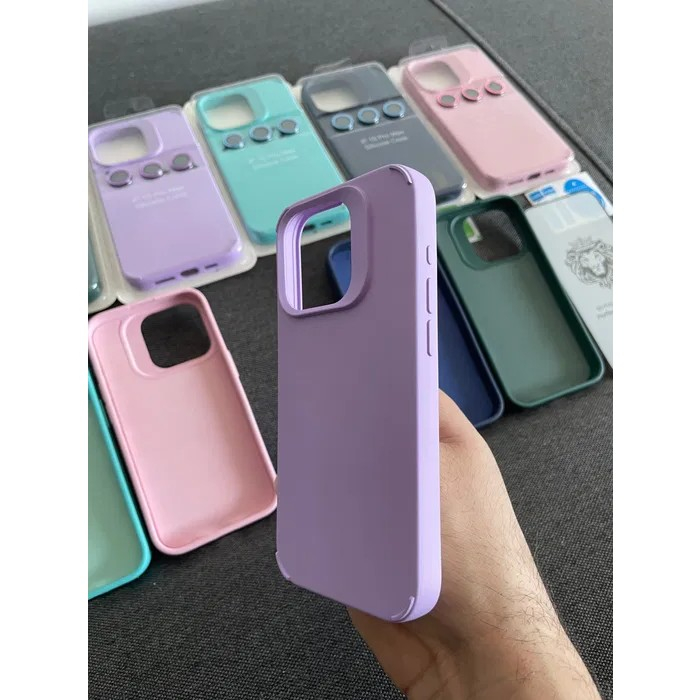 Husa Apple iPhone 14 Pro, Flippy, din Silicon Lichid, Interior din Microfibra, Lentile Fosforescente de Protectie Camera, Anti Amprenta, Rezistenta la Socuri, Mov [10]