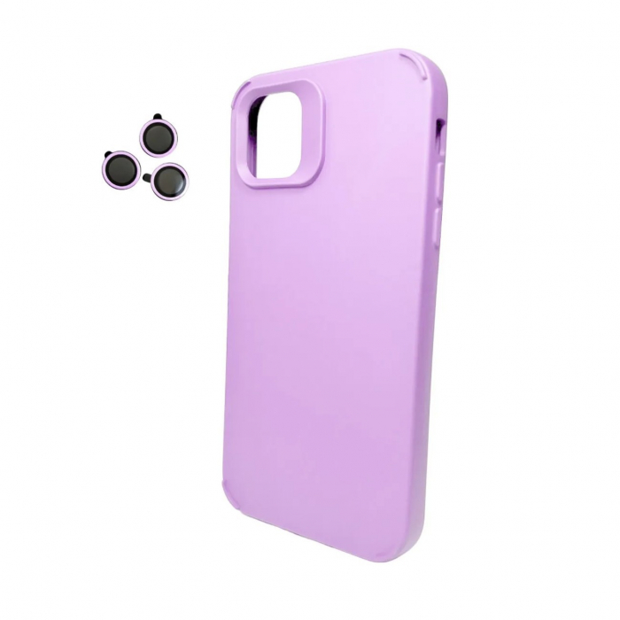 Husa Apple iPhone 14 Pro, Flippy, din Silicon Lichid, Interior din Microfibra, Lentile Fosforescente de Protectie Camera, Anti Amprenta, Rezistenta la Socuri, Mov [6]