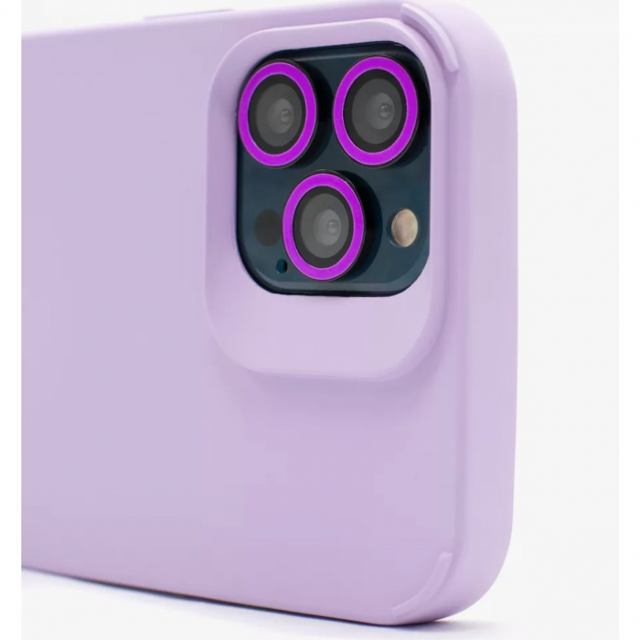 Husa Apple iPhone 14 Pro, Flippy, din Silicon Lichid, Interior din Microfibra, Lentile Fosforescente de Protectie Camera, Anti Amprenta, Rezistenta la Socuri, Mov [8]