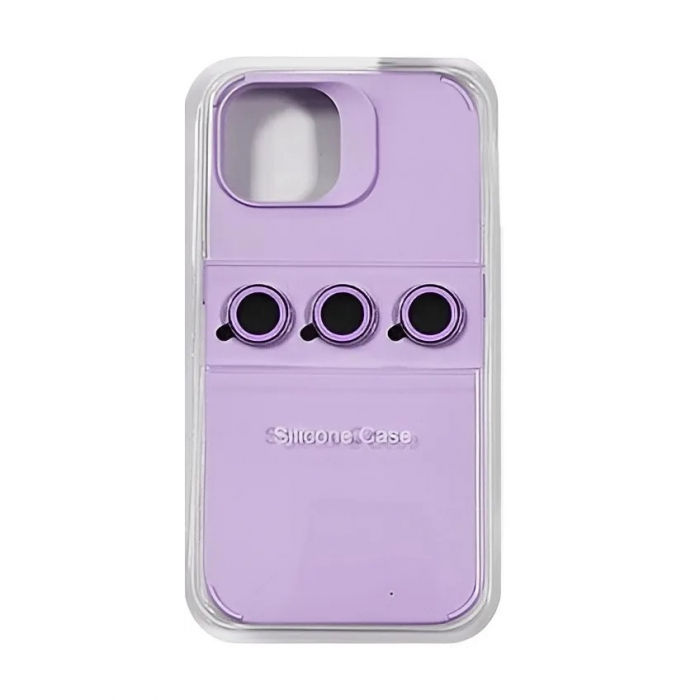 Husa Apple iPhone 14 Pro, Flippy, din Silicon Lichid, Interior din Microfibra, Lentile Fosforescente de Protectie Camera, Anti Amprenta, Rezistenta la Socuri, Mov [2]