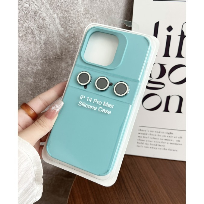 Husa Apple iPhone 15, Flippy, din Silicon Lichid, Interior din Microfibra, Lentile Fosforescente de Protectie Camera, Anti Amprenta, Rezistenta la Socuri, Bleu [2]
