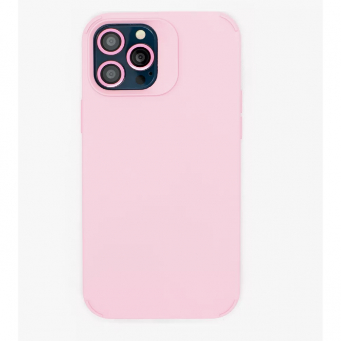 Husa Apple iPhone 15 Pro, Flippy, din Silicon Lichid, Interior din Microfibra, Lentile Fosforescente de Protectie Camera, Anti Amprenta, Rezistenta la Socuri, Roz [5]