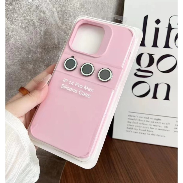 Husa Apple iPhone 15 Pro, Flippy, din Silicon Lichid, Interior din Microfibra, Lentile Fosforescente de Protectie Camera, Anti Amprenta, Rezistenta la Socuri, Roz [9]