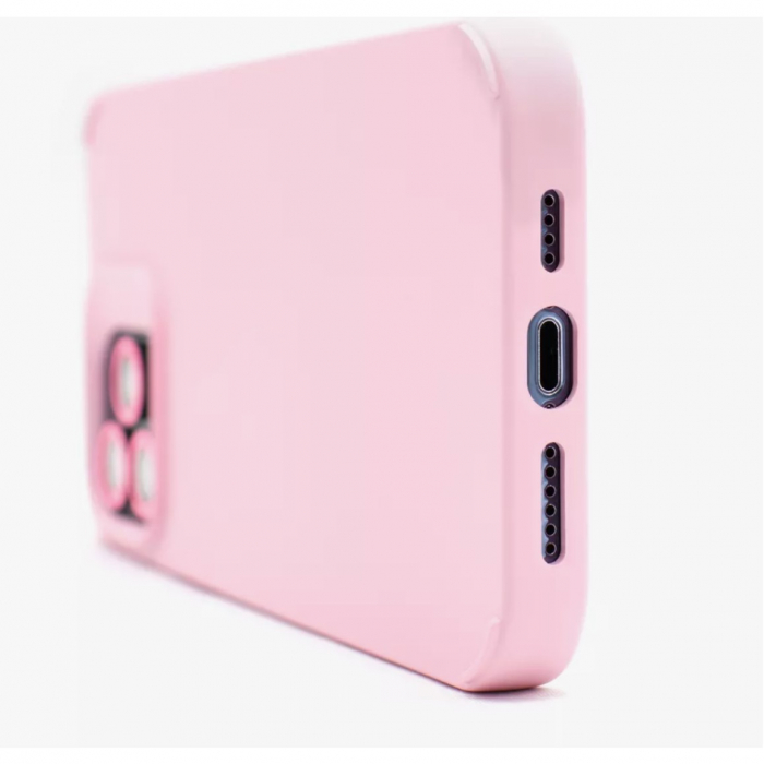 Husa Apple iPhone 15 Pro, Flippy, din Silicon Lichid, Interior din Microfibra, Lentile Fosforescente de Protectie Camera, Anti Amprenta, Rezistenta la Socuri, Roz [6]