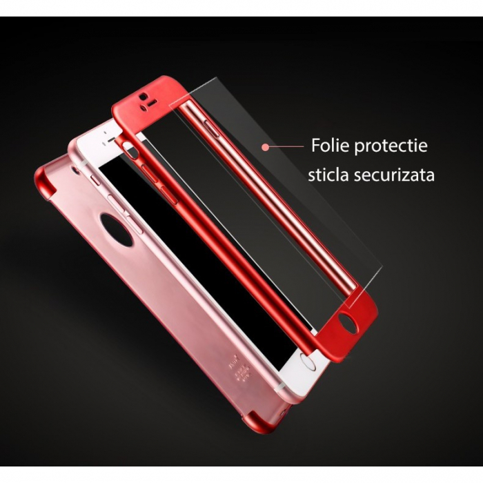 Husa Apple iPhone 6/6S 6 Joyroom (Fata + Spate) Rosu + Folie de protectie [4]