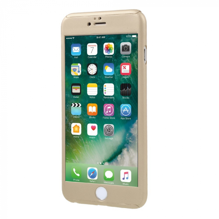 Husa Apple iPhone 6/6S Full Cover 360 Auriu + Folie de protectie [7]