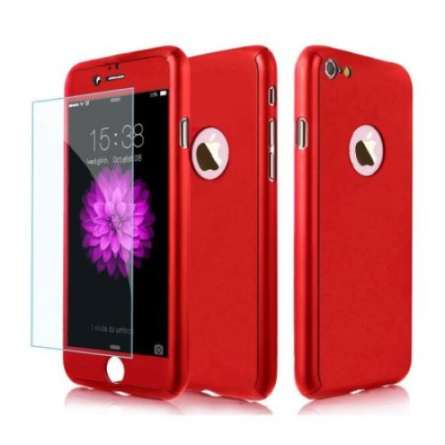 Husa Apple iPhone 6/6S IPAKY Full Cover 360 Rosu + Folie Cadou [3]