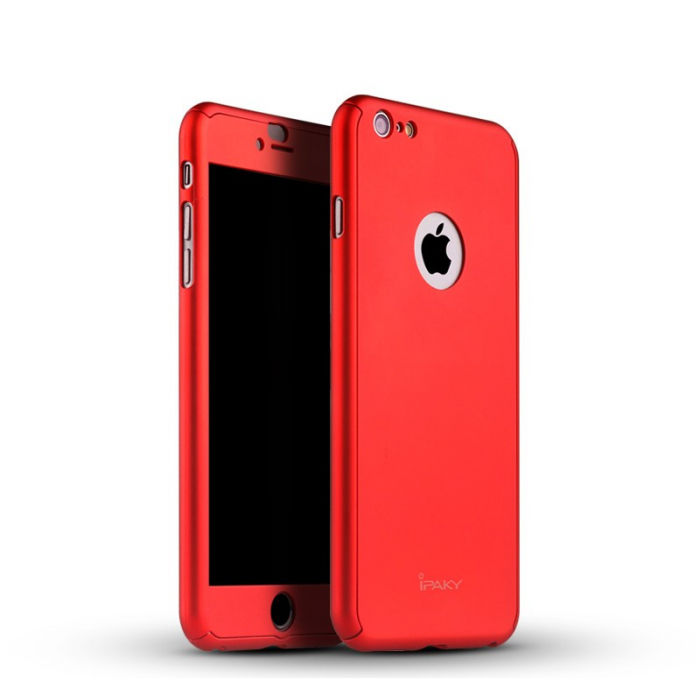 Husa Apple iPhone 6/6S IPAKY Full Cover 360 Rosu + Folie Cadou [4]