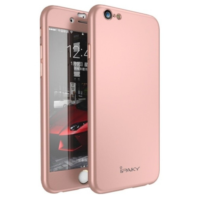 Husa Apple iPhone 6/6S IPAKY Full Cover 360 Roz Auriu + Folie Cadou [1]