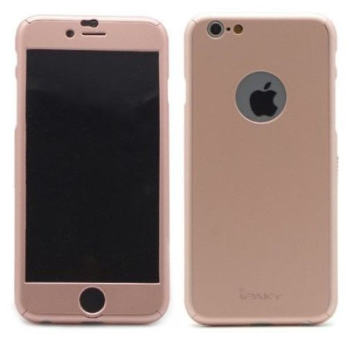 Husa Apple iPhone 6/6S IPAKY Full Cover 360 Roz Auriu + Folie Cadou [5]