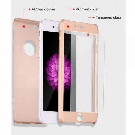 Husa Apple iPhone 6/6S IPAKY Full Cover 360 Roz Auriu + Folie Cadou [7]