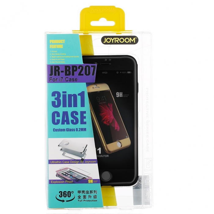 Husa Apple iPhone 6+/6S+ Joyroom (Fata + Spate) Roz Auriu + Folie de protectie [5]