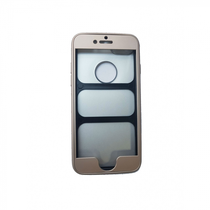 Husa Apple iPhone 6 Plus Full Silicone 360 Auriu + Folie de protectie [5]