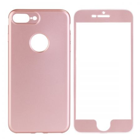 Husa Apple iPhone 6 Plus Full Silicone 360 Roz Auriu + Folie de protectie [3]
