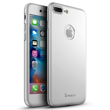 Husa Apple iPhone 7 IPAKY Full Cover 360 Argintiu + Folie Cadou [3]