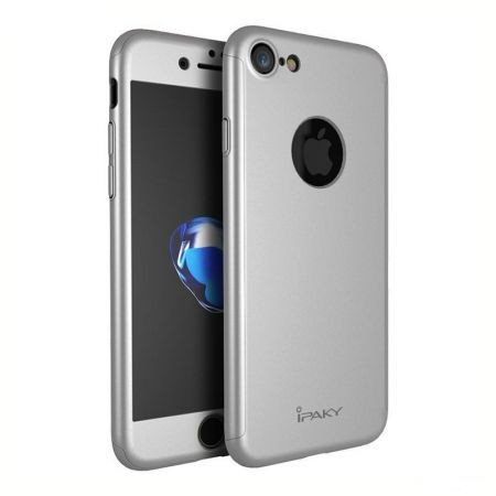 Husa Apple iPhone 7 IPAKY Full Cover 360 Argintiu + Folie Cadou [5]