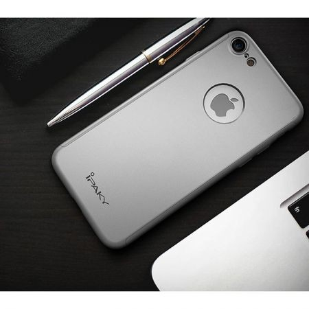 Husa Apple iPhone 7 IPAKY Full Cover 360 Argintiu + Folie Cadou [7]