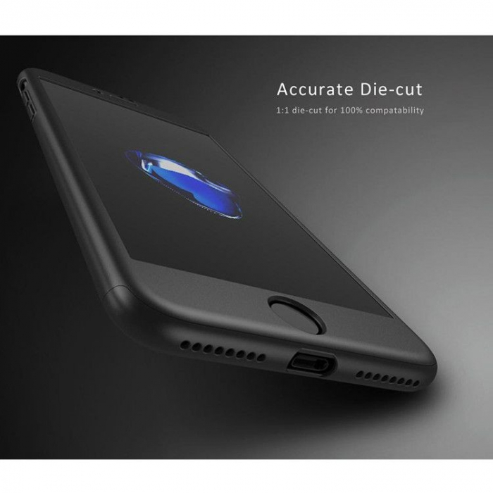Husa Apple iPhone 7 IPAKY Full Cover 360 Negru + Folie Cadou [5]