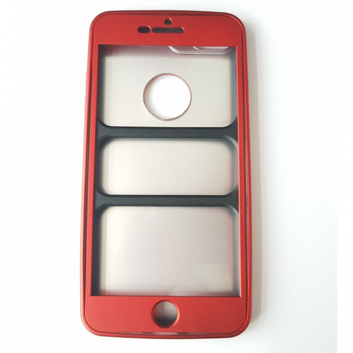 Husa Apple iPhone 7 Plus Full Silicone 360 Rosu [3]