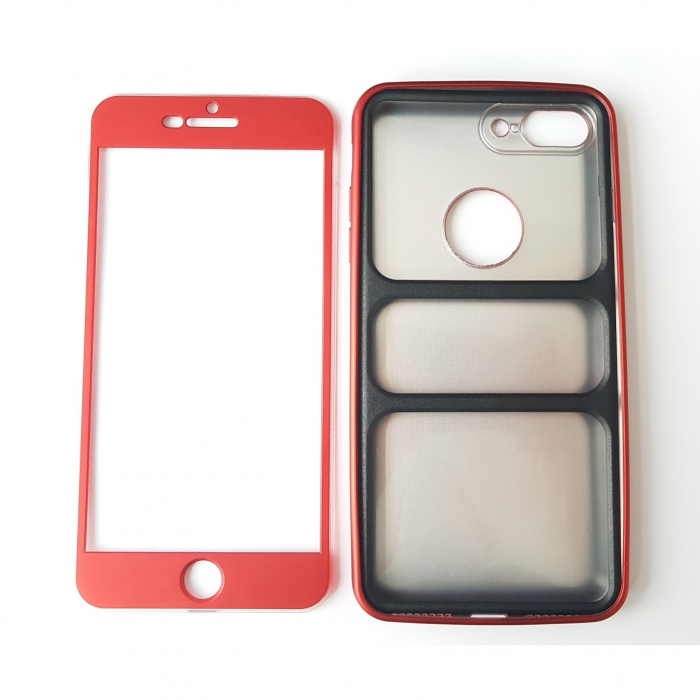 Husa Apple iPhone 7 Plus Full Silicone 360 Rosu [4]