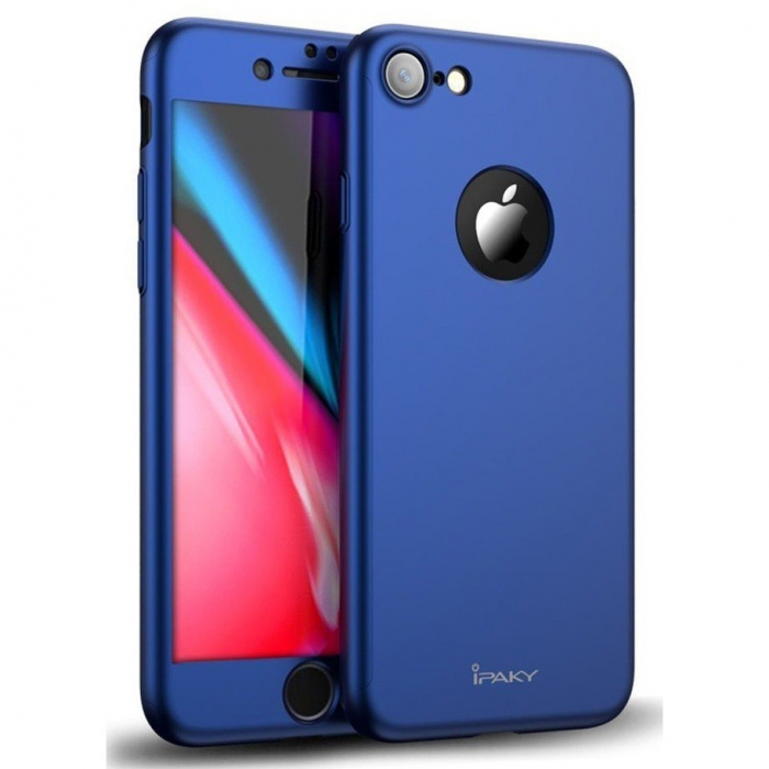 Husa Apple iPhone 7 Plus IPAKY Full Cover 360 Albastru + Folie Cadou [1]