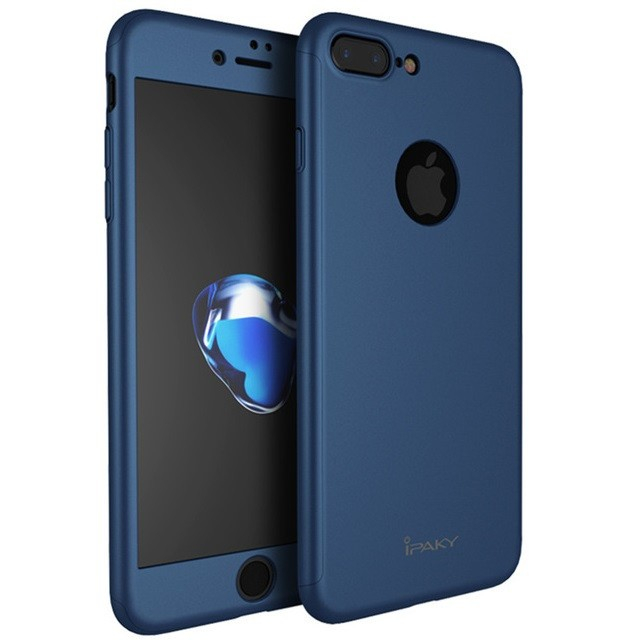 Husa Apple iPhone 7 Plus IPAKY Full Cover 360 Albastru + Folie Cadou [3]