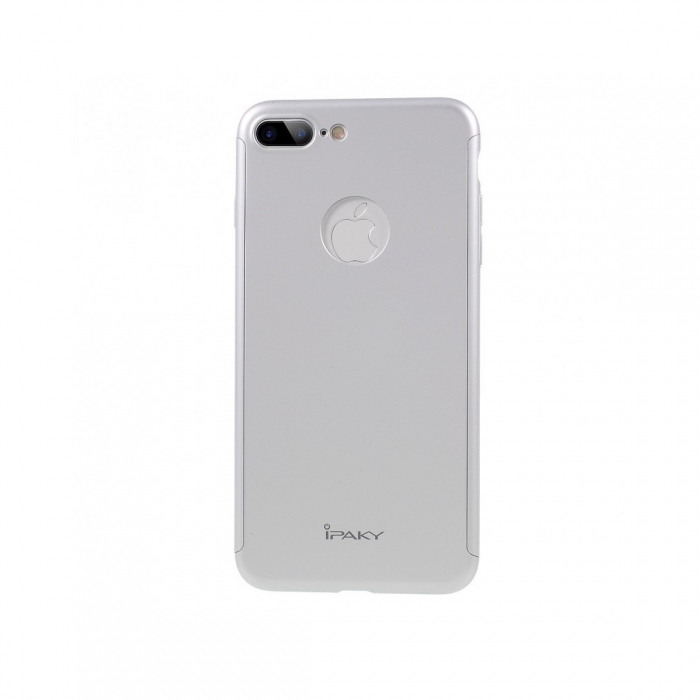 Husa Apple iPhone 7 Plus IPAKY Full Cover 360 Argintiu + Folie Cadou [2]