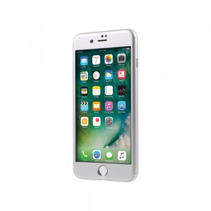 Husa Apple iPhone 7 Plus IPAKY Full Cover 360 Argintiu + Folie Cadou [6]