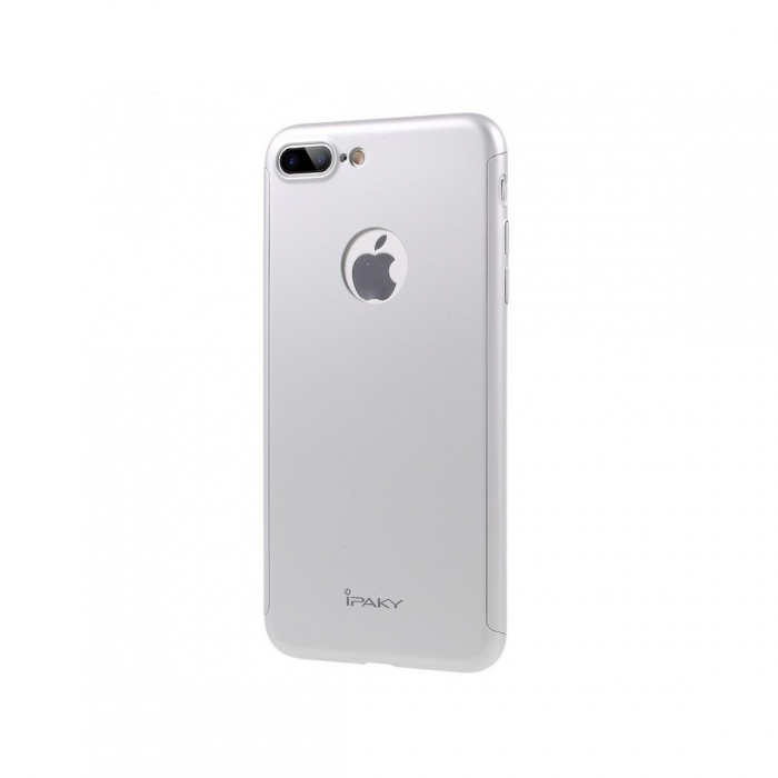 Husa Apple iPhone 7 Plus IPAKY Full Cover 360 Argintiu + Folie Cadou [7]