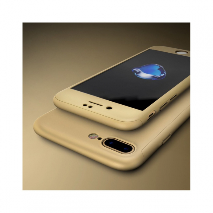 Husa Apple iPhone 7 Plus IPAKY Full Cover 360 Auriu + Folie Cadou [1]