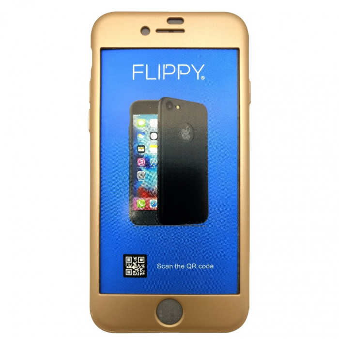 Husa Apple iPhone 7 Premium Full Cover 360 Auriu + Folie Cadou [2]