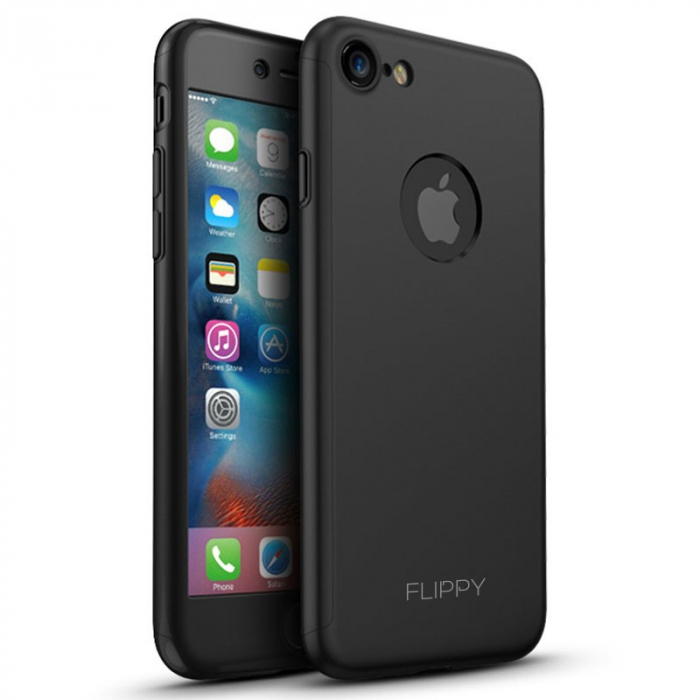Husa Apple iPhone 7 Premium Full Cover 360 Negru + Folie Cadou [9]