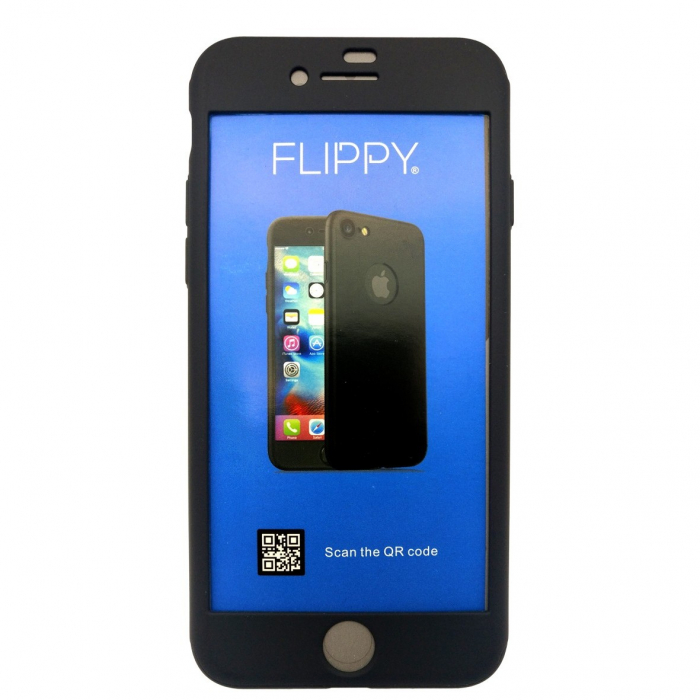 Husa Apple iPhone 7 Premium Full Cover 360 Negru + Folie Cadou [6]