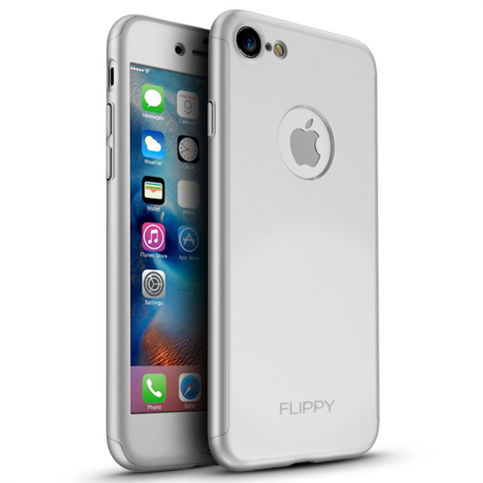 Husa Apple iPhone 8 Full Cover 360 Argintiu + Folie Cadou [3]