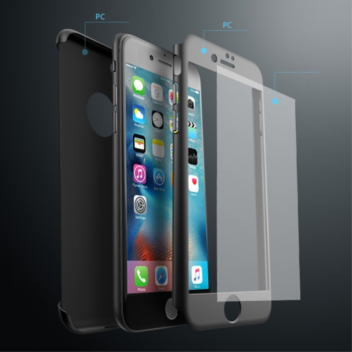 Husa Apple iPhone 8 Full Cover 360 Argintiu + Folie Cadou [4]