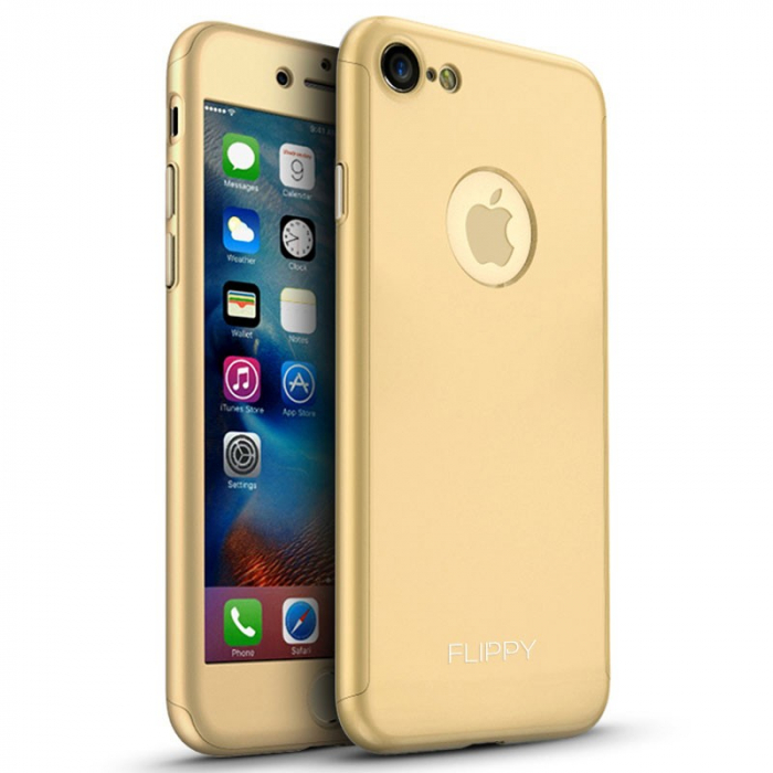 Husa Apple iPhone 8 Full Cover 360 Auriu + Folie Cadou [4]