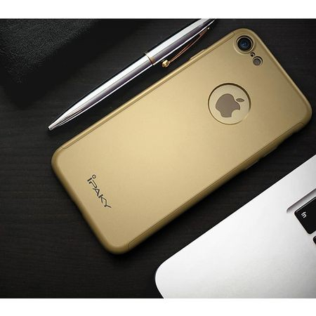 Husa Apple iPhone 8 IPAKY Full Cover 360 Auriu + Folie Cadou [7]