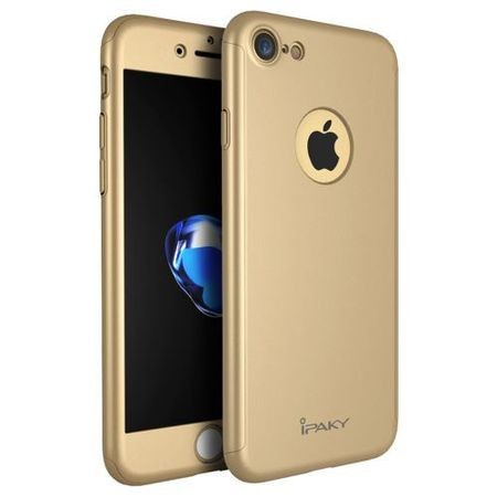 Husa Apple iPhone 8 IPAKY Full Cover 360 Auriu + Folie Cadou [10]
