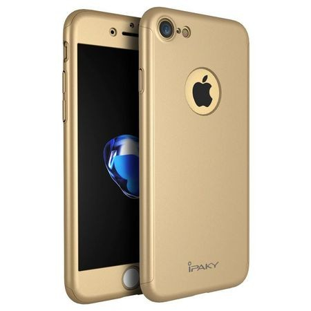 Husa Apple iPhone 8 IPAKY Full Cover 360 Auriu + Folie Cadou [8]